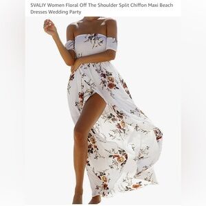 Off-Shoulder Floral Maxi Dress with Front Slit